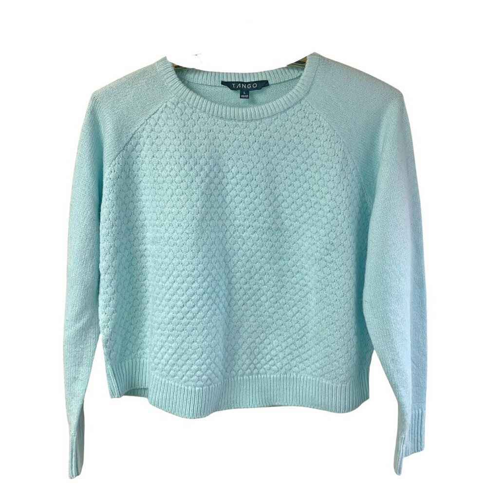 Retro TAngo Seafoam‎ Acrylic Knit Honeycomb Crew Neck Sweater